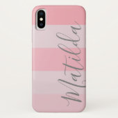 Pastel Pink Ombre Stripe Persoonlijke benaming Case-Mate iPhone Case (Achterkant)