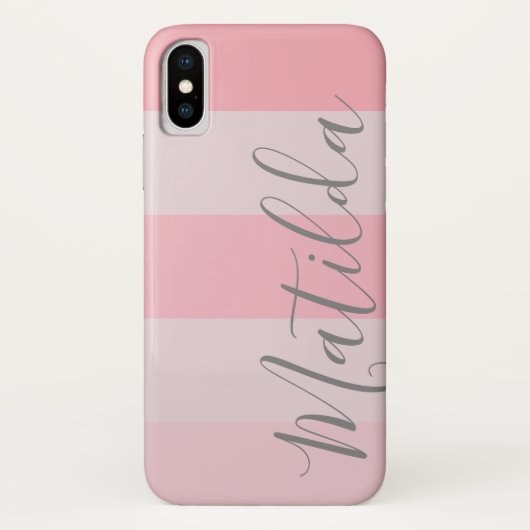 Pastel Pink Ombre Stripe Persoonlijke benaming Case-Mate iPhone Case (Achterkant)