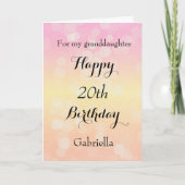 Pastel Pink Oranje Yellow Bokeh 20th Birthday Card Kaart (Voorkant)