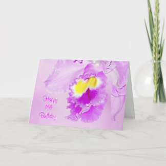 Pastel Pink Orchid 16th Happy Birthday Kaart