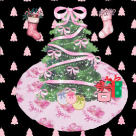 Pastel Pink Ornament Holiday Tree Skirt Kerstboom Rok