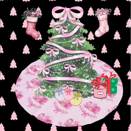 Pastel Pink Ornament Holiday Tree Skirt Kerstboom Rok