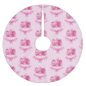 Pastel Pink Ornament Holiday Tree Skirt Kerstboom Rok (Voorkant)