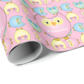 Pastel Pink Owl Baby shower Thema Cadeaupapier (Rol Hoek)
