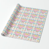 Pastel Pink Owl Baby shower Thema Cadeaupapier (Uitgerold)
