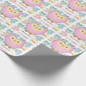 Pastel Pink Owl Baby shower Thema Cadeaupapier (Hoek)