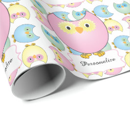 Pastel Pink Owl Baby shower Thema Cadeaupapier