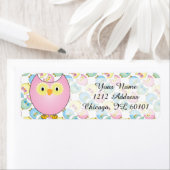 Pastel Pink Owl Baby shower Thema Etiket (Insitu)