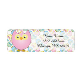 Pastel Pink Owl Baby shower Thema Etiket