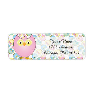 Pastel Pink Owl Baby shower Thema Etiket