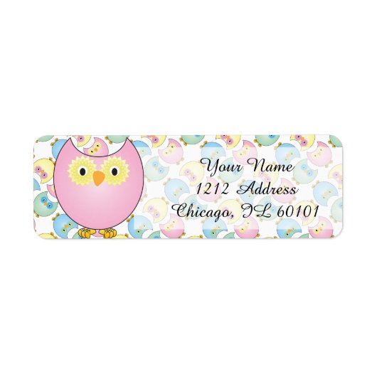 Pastel Pink Owl Baby shower Thema Etiket (Voorkant)