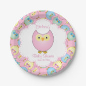 Pastel Pink Owl Baby shower Thema Papieren Bordje (Voorkant)