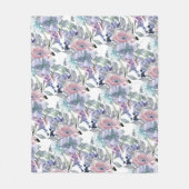 Pastel Pink Paars Dusty Blue Floral Fleece Deken (Voorkant)