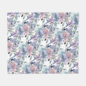 Pastel Pink Paars Dusty Blue Floral Fleece Deken (Voorkant (Horizontaal))