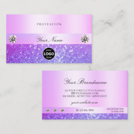 Pastel Pink Paars Glitter Jewels en Logo Glamor Visitekaartje