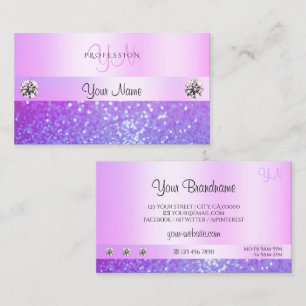 Pastel Pink Paars Glitter Jewels Monogram Glamor Visitekaartje