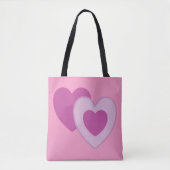 Pastel Pink Paars Hearts Tote Bag (Voorkant)