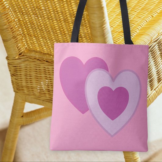 Pastel Pink Paars Hearts Tote Bag