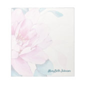 Pastel Pink Peony Waterverf, Feminine Floral Notitieblok (Voorkant)