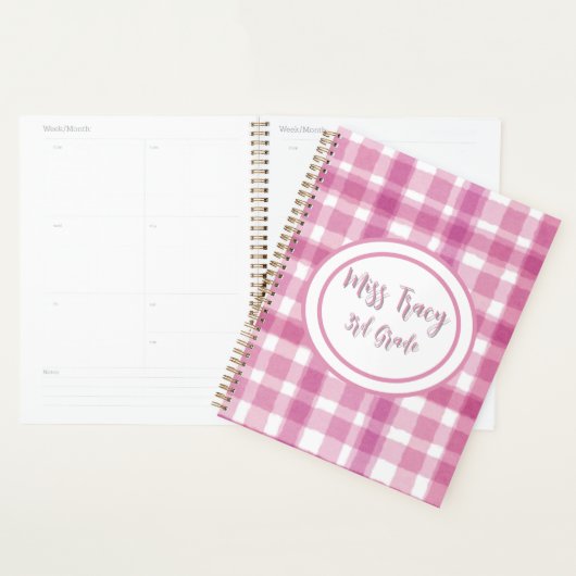 Pastel Pink Plaid Custom Planner (Display)