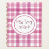 Pastel Pink Plaid Custom Planner (Voorkant)