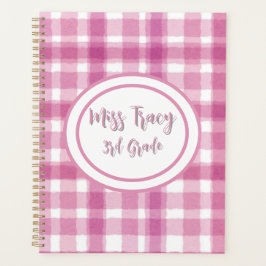 Pastel Pink Plaid Custom  Planner