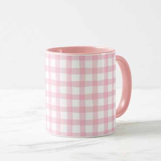 Pastel Pink Plaid – Soft Aesthetic Seamless Mok (Voorkant rechts)
