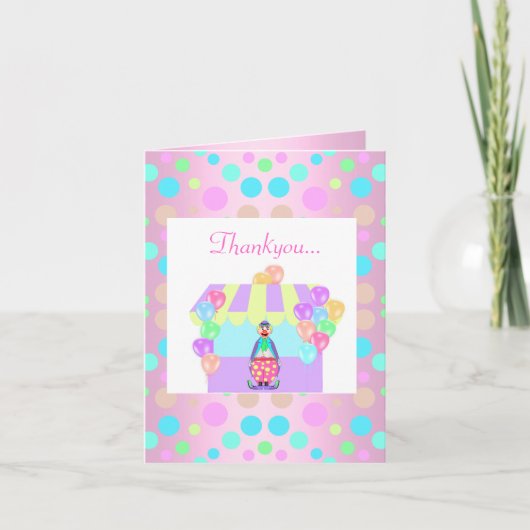 PASTEL PINK POLKA DOT CIRCUS DANK JE KAART (Voorkant)