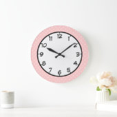 Pastel Pink Polka Dot Grote Klok (Huis)