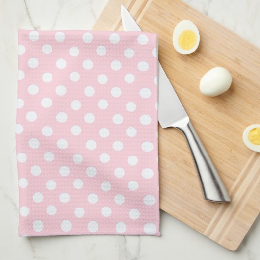 Pastel Pink polka dots Kitchen Towel Theedoek (Quarter Fold)