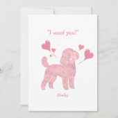 Pastel Pink Poodle - Valentine Personalized Name Feestdagenkaart (Voorkant)
