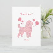 Pastel Pink Poodle - Valentine Personalized Name Feestdagenkaart (Staand voorkant)