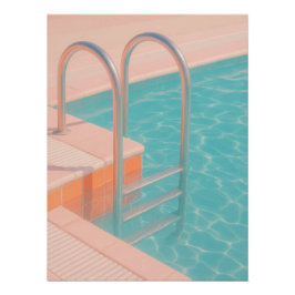 Pastel Pink Pool Ladder Aesthetic Retro Summer Perfect Poster