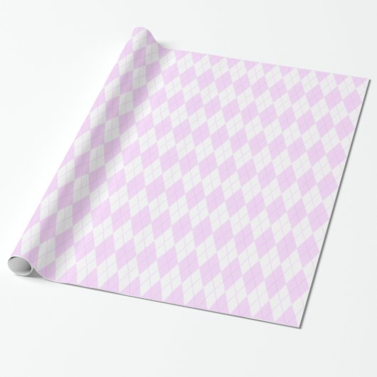Pastel Pink Pset Argyle Patroon Cadeaupapier (Uitgerold)