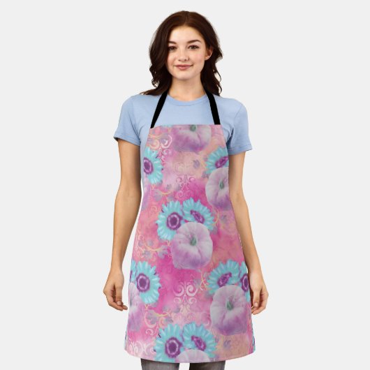 PASTEL PINK PUMPKINS & AQUA MUMS FLOWERS SCHORT (Gedragen)