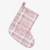 Pastel Pink Puppy Christmas Stocking with Crowns Grote Kerstsok (Voorkant (Hangend))