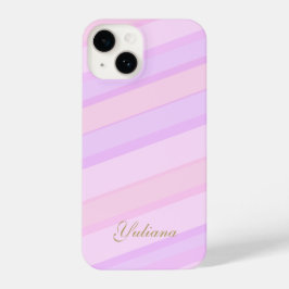 Pastel Pink Purple Striped Cute Girly Design iPhone 14 Hoesje