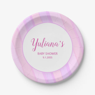 Pastel Pink Purple Striped Cute Girly Design Papieren Bordje