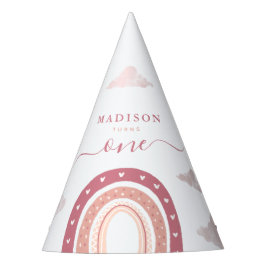Pastel Pink Rainbow Boho Clouds Birthday Feesthoedjes