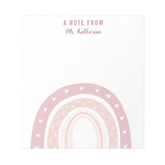 Pastel Pink Rainbow Boho Notitieblok (Voorkant)