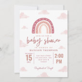 Pastel Pink Rainbow Clouds Girl Baby shower Kaart (Voorkant)