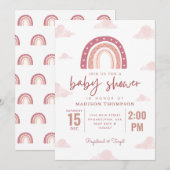 Pastel Pink Rainbow Clouds Girl Baby shower Kaart (Voorkant / Achterkant)