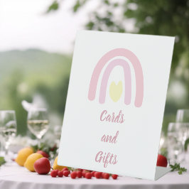 Pastel Pink Rainbow Girl Baby shower Kaarten Reclamebord Met Voetstuk