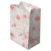 Pastel Pink Red White Flowers Pattern Wine, Small, Medium Cadeauzakje (Achterkant Gekanteld)