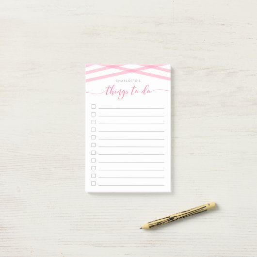 Pastel Pink Relax Script Wat te doen lijst Post-it® Notes (Op bureau)