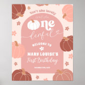 Pastel Pink Retro Pumpkin First Birthday Welcome Poster (Voorkant)