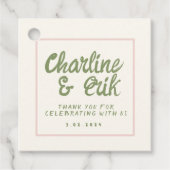 Pastel Pink Retro Wedding Favor Labels (Voorkant)