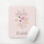 Pastel Pink, Roos Floral Bouquet - Gepersonaliseer Muismat (Met muis)