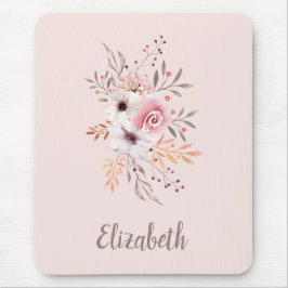 Pastel Pink, Roos Floral Bouquet - Gepersonaliseer Muismat