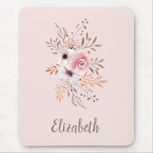 Pastel Pink, Roos Floral Bouquet - Gepersonaliseer Muismat